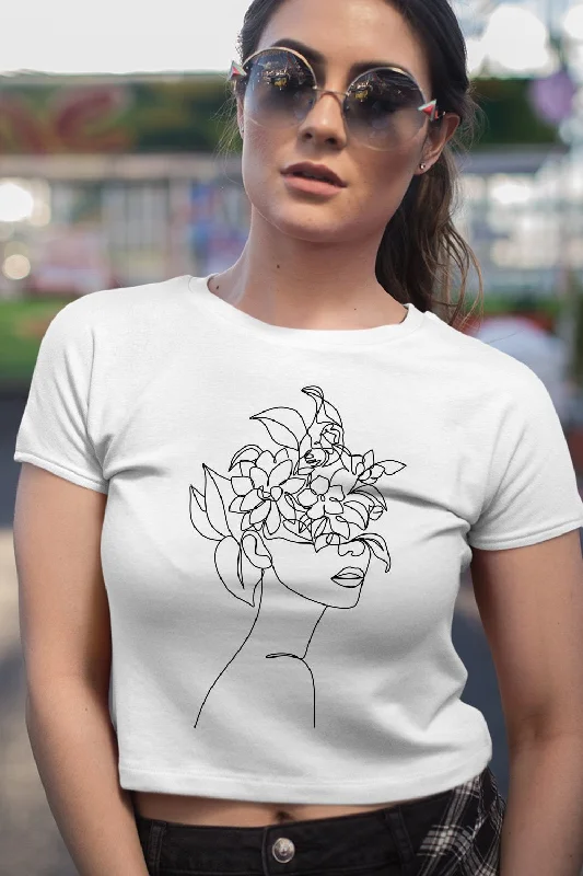 Camouflage - Print Women's Crop Top in Olive for a Trendy and Edgy StyleFlower Woman Graphic Printed White Crop Top Camouflage - Print Women's Crop Top in Olive for a Trendy and Edgy StyleFlower Woman Graphic Printed White Crop Top