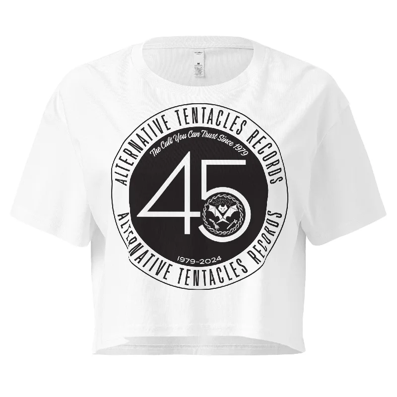 Off - Shoulder Women's Crop Top in Navy for a Chic and Trendy Beach EnsembleAlternative Tentacles 45th Anniversary - Black on White Women’s Crop Top Off - Shoulder Women's Crop Top in Navy for a Chic and Trendy Beach EnsembleAlternative Tentacles 45th Anniversary - Black on White Women’s Crop Top