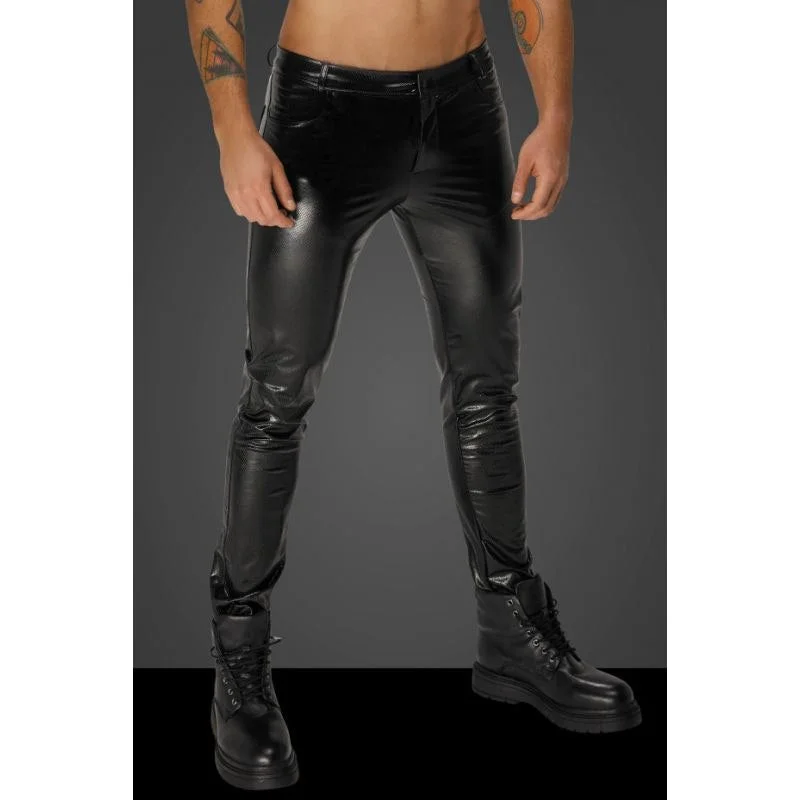 Skinny Fit Women's Leather Look Leggings for a Rocker VibeSnake Wetlook Long Pants with Back Pockets Skinny Fit Women's Leather Look Leggings for a Rocker VibeSnake Wetlook Long Pants with Back Pockets