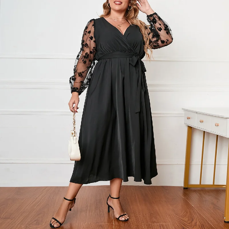 Long Sleeves Black Occasion Dress