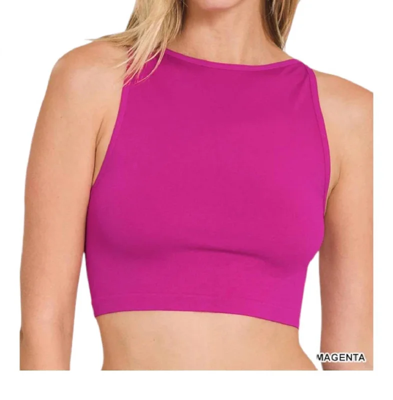 Printed Floral Women's Crop Top in Yellow for a Vibrant and Spring - Inspired OutfitSeamless Crop Top Bralette In Magenta Printed Floral Women's Crop Top in Yellow for a Vibrant and Spring - Inspired OutfitSeamless Crop Top Bralette In Magenta