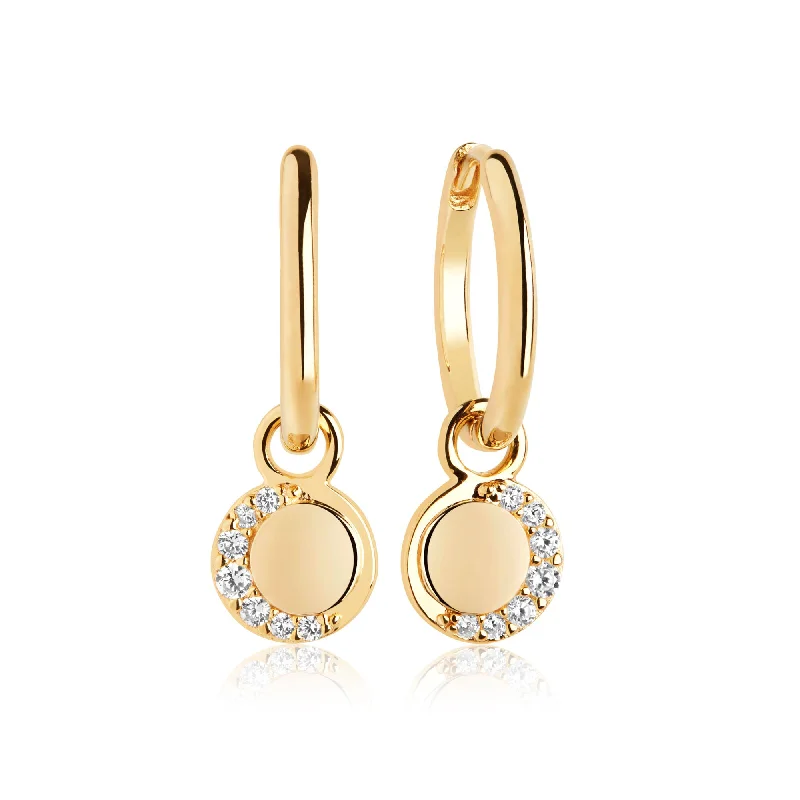 Statement hoop earringsPortofino Lungo Gold Plated Hoops w. White Zirconias