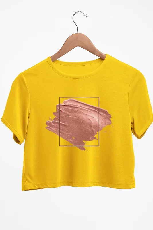 Off - Shoulder Women's Crop Top in Navy for a Chic and Trendy Beach EnsemblePaint Strokes Graphic Printed Yellow Crop Top Off - Shoulder Women's Crop Top in Navy for a Chic and Trendy Beach EnsemblePaint Strokes Graphic Printed Yellow Crop Top