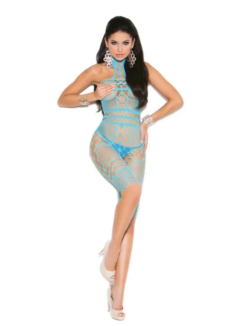 Plus - size halter top with ruching for a flattering fitMid Length Halter Top Body Stocking Blue Plus - size halter top with ruching for a flattering fitMid Length Halter Top Body Stocking Blue
