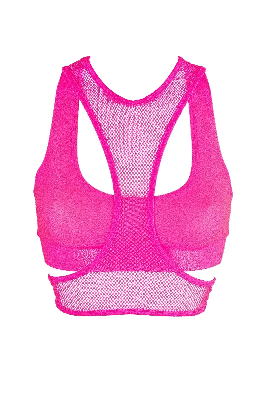 Sheer Mesh Women's Crop Top in White for a Sexy and Alluring Summer LookLayered Crop Top Set / Hologram layered with Fishnet / DOUBLE TOP NEON PINK Sheer Mesh Women's Crop Top in White for a Sexy and Alluring Summer LookLayered Crop Top Set / Hologram layered with Fishnet / DOUBLE TOP NEON PINK