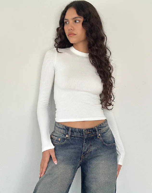 Plus Size Women Long Sleeve Top for a Flattering and Comfortable FitBeech Ribbed Long Sleeve Top in Off White Plus Size Women Long Sleeve Top for a Flattering and Comfortable FitBeech Ribbed Long Sleeve Top in Off White