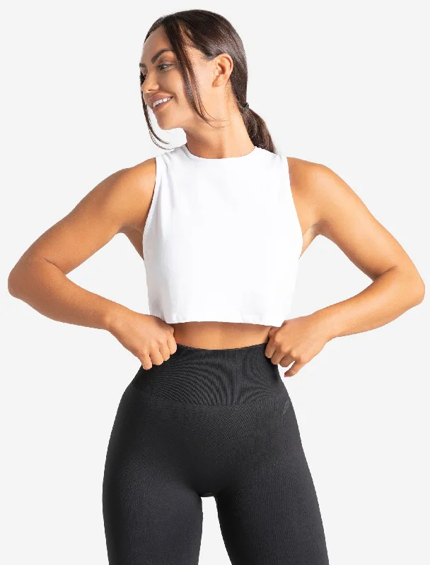 Long - Sleeve Women's Ribbed Crop Top in Beige for a Stylish and Cozy Fall OutfitKnot Back Crop Tank - White Long - Sleeve Women's Ribbed Crop Top in Beige for a Stylish and Cozy Fall OutfitKnot Back Crop Tank - White