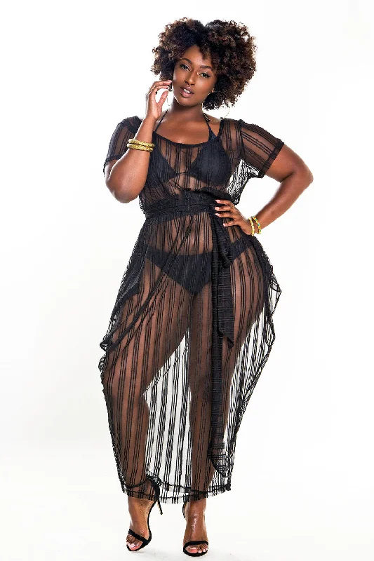Sequined cover ups for a glamorous poolside eveningStripe Sheer Slouch Poolside Maxi Dress- JIBRI Sequined cover ups for a glamorous poolside eveningStripe Sheer Slouch Poolside Maxi Dress- JIBRI