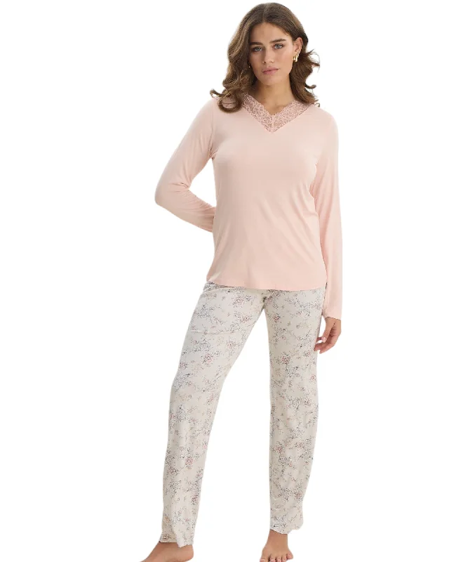 Flare Leg Women's Satin Trousers for a Glamorous Night OutFall/Winter Embroidered V-Neck Pajama Set with Printed Long Pants Flare Leg Women's Satin Trousers for a Glamorous Night OutFall/Winter Embroidered V-Neck Pajama Set with Printed Long Pants