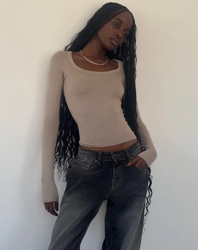 Cable - Knit Women Long Sleeve Top with a Cozy TextureBinlo Extra Long Sleeve Top in London Fog Cable - Knit Women Long Sleeve Top with a Cozy TextureBinlo Extra Long Sleeve Top in London Fog