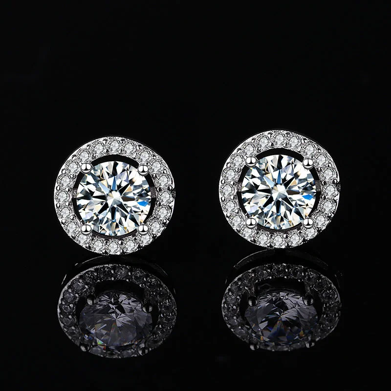 Two - Tone Gold and Silver Plated Clover Stud Earrings for a Lucky and Stylish SymbolSpecial Sale | Classic 4 Prong/Round Moissanite Stud Earrings