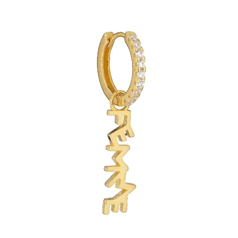 Diamond hoop earringsFemme 18K Gold Plated Huggie w. White Zirconia
