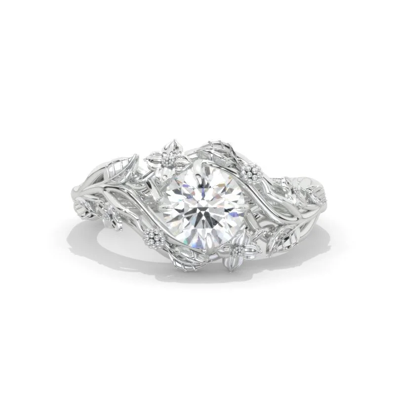Men's Peridot Engagement Rings in 14K Gold - Filled Metal with a Micro - Pave Setting7mm Round Moissanite Floral Style Engagement Ring