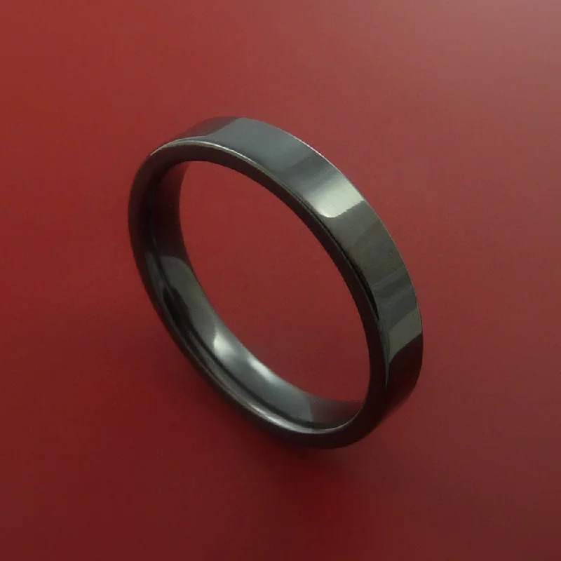 Boho - Style Women's Rings with Turquoise and Leather AccentsBlack Zirconium Ring Custom Made Band
