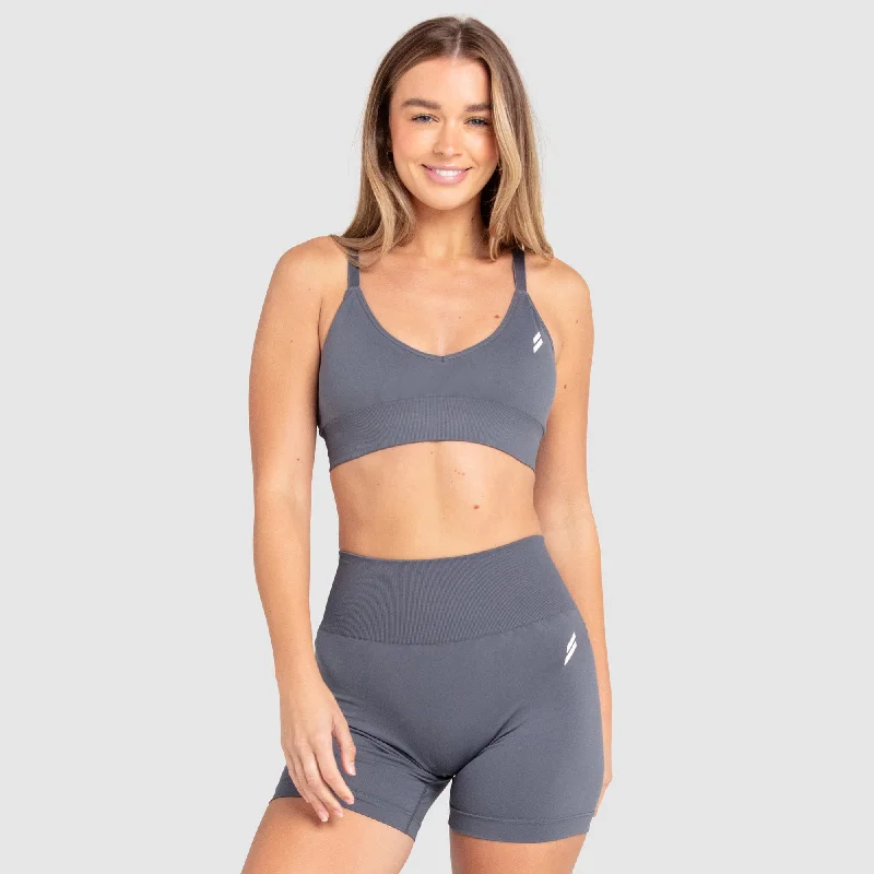 Crochet - Knit Women's Crop Top in Cream for a Bohemian and Artisanal LookScrunch 2 Seamless Crop - Charcoal Grey Crochet - Knit Women's Crop Top in Cream for a Bohemian and Artisanal LookScrunch 2 Seamless Crop - Charcoal Grey