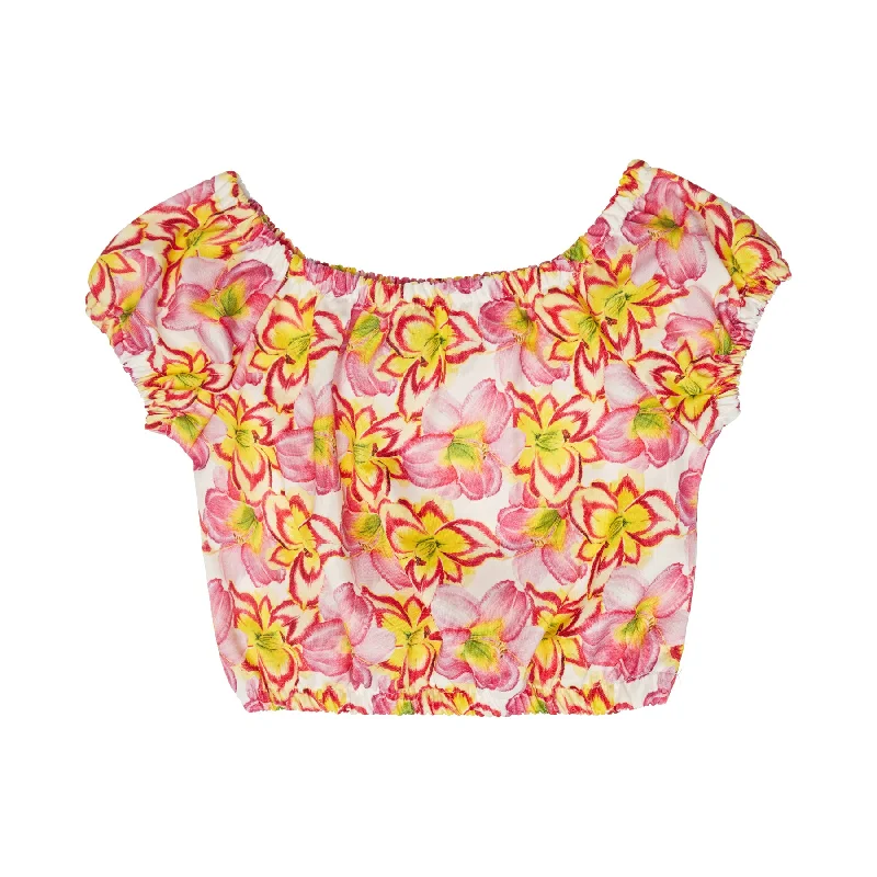 Sheer Mesh Women's Crop Top in White for a Sexy and Alluring Summer LookGIRL'S CROP TOP YELLOW LILIES Sheer Mesh Women's Crop Top in White for a Sexy and Alluring Summer LookGIRL'S CROP TOP YELLOW LILIES