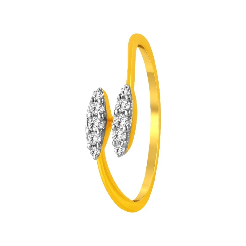 Women's Diamond Rings with Amethyst and Diamond Combinations for a Purple - Hued Elegance14K Gold Ring With Two Elongated Diamond Clusters Set On Either Side Of The Band