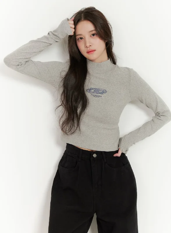 Cropped Women Long Sleeve Top to Pair with High - Waisted BottomsChic Graphic Crop Turtleneck ON429 Cropped Women Long Sleeve Top to Pair with High - Waisted BottomsChic Graphic Crop Turtleneck ON429