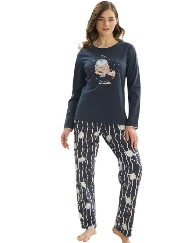Plus Size Women's High - Waisted Bootcut Jeans in Distressed StyleLong Sleeve Top & Printed Pants Sleepwear Ensemble Plus Size Women's High - Waisted Bootcut Jeans in Distressed StyleLong Sleeve Top & Printed Pants Sleepwear Ensemble