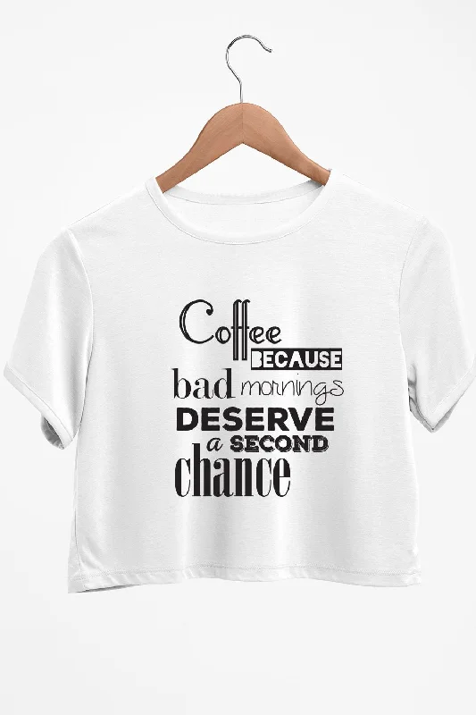 Metallic - Finish Women's Crop Top in Silver for a Futuristic and Eye - Catching LookBad Mornings Graphic Printed White Crop Top Metallic - Finish Women's Crop Top in Silver for a Futuristic and Eye - Catching LookBad Mornings Graphic Printed White Crop Top