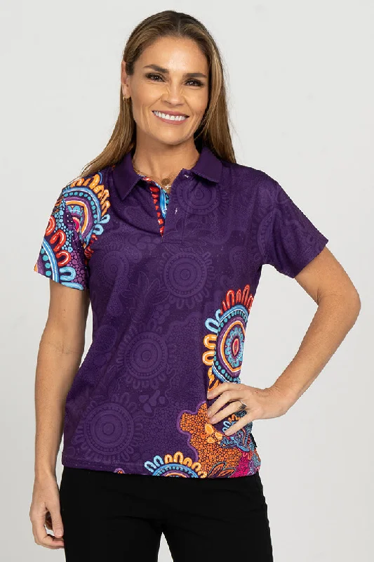 High - low hem polo shirt for a modern touchCelebration Purple Bamboo Essence Women's Fitted Polo Shirt High - low hem polo shirt for a modern touchCelebration Purple Bamboo Essence Women's Fitted Polo Shirt