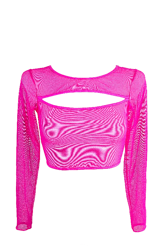 Button - Down Women's Cotton Crop Top in Denim Blue for a Classic and Versatile LookCrop Top Slit front Long sleeve Mesh T-Shirt / NEON PINK NAUTICA Button - Down Women's Cotton Crop Top in Denim Blue for a Classic and Versatile LookCrop Top Slit front Long sleeve Mesh T-Shirt / NEON PINK NAUTICA