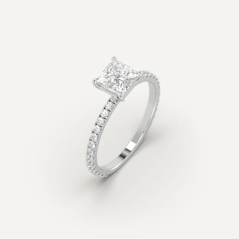 Men's Opal Engagement Rings in 10K Gold with a Milgrain - Trimmed Band1 carat Princess Cut Diamond Ring