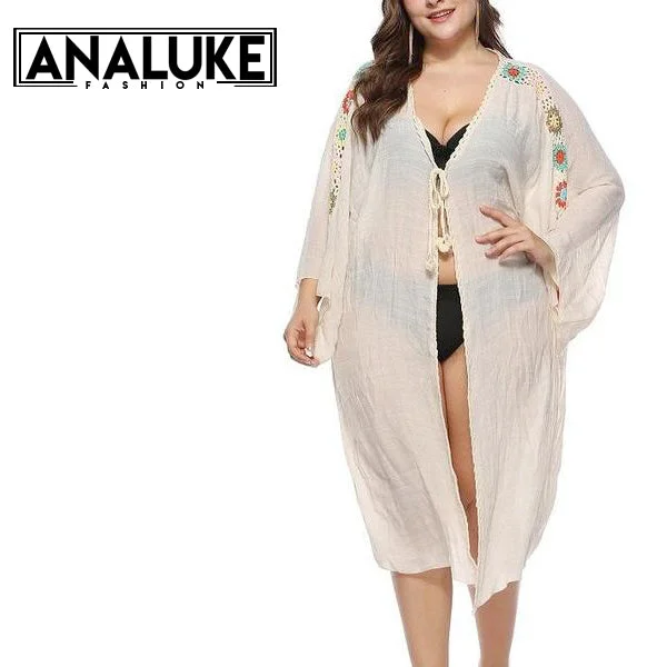 Kimono - style cover ups for an Asian - inspired beach lookPlus size Crochet Knitted Cardigan Kimono - style cover ups for an Asian - inspired beach lookPlus size Crochet Knitted Cardigan