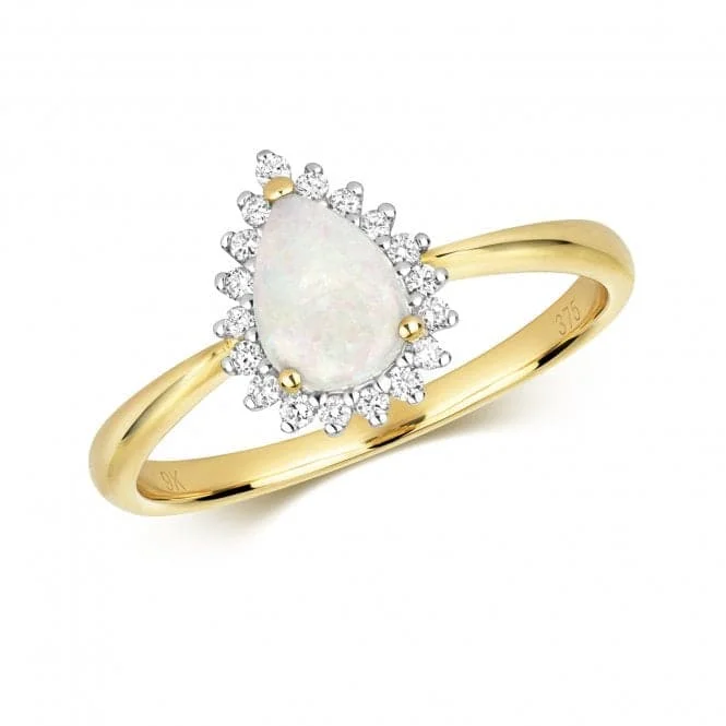 Adjustable Fashion Rings in Leather and Brass with a Tribal - Inspired DesignDiamond & Opal Pearl Ring RD291O
