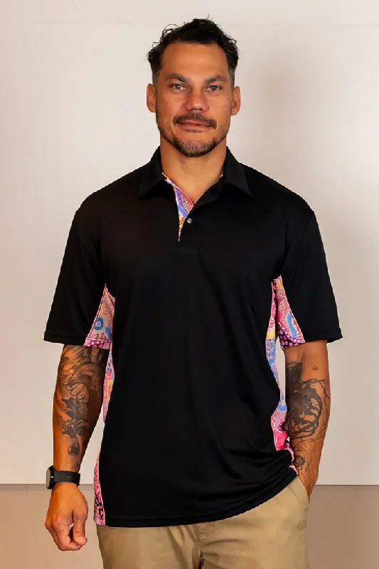 Two - tone polo shirt for a modern and stylish appearanceGuiding Light Black Bamboo (Simpson) Unisex Polo Shirt Two - tone polo shirt for a modern and stylish appearanceGuiding Light Black Bamboo (Simpson) Unisex Polo Shirt