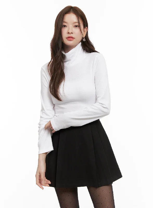 Cropped Women Long Sleeve Top to Pair with High - Waisted BottomsClassic Solid Cotton Turtleneck Top OD403 Cropped Women Long Sleeve Top to Pair with High - Waisted BottomsClassic Solid Cotton Turtleneck Top OD403