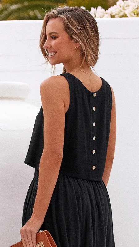 Button - Down Women's Cotton Crop Top in Denim Blue for a Classic and Versatile LookPersephone Crop Top - Black Button - Down Women's Cotton Crop Top in Denim Blue for a Classic and Versatile LookPersephone Crop Top - Black