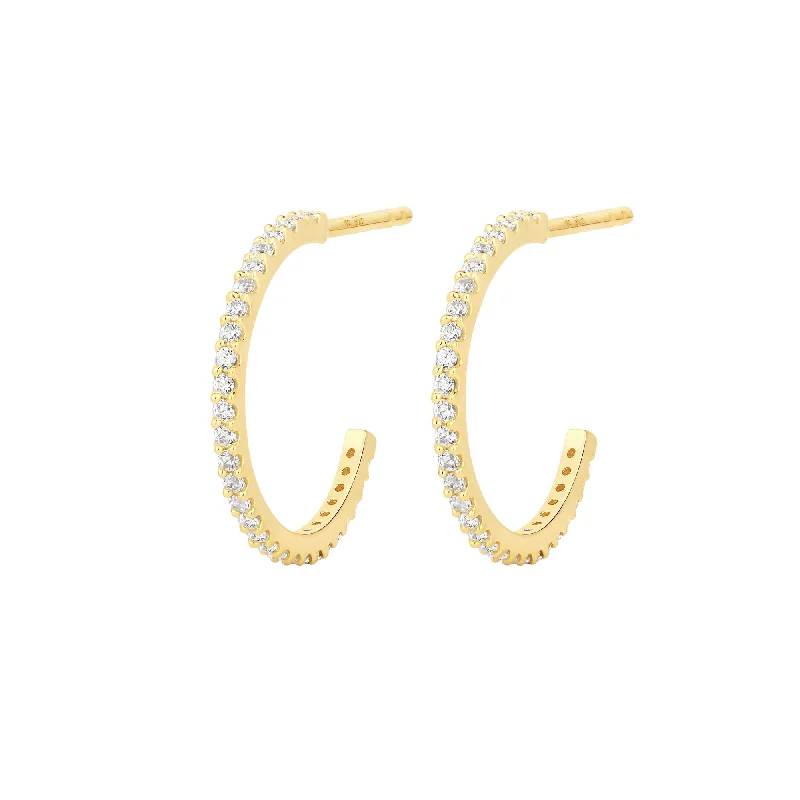 Everyday hoop earringsMini 14mm Gold Vermeil Hoops w. Zirconia