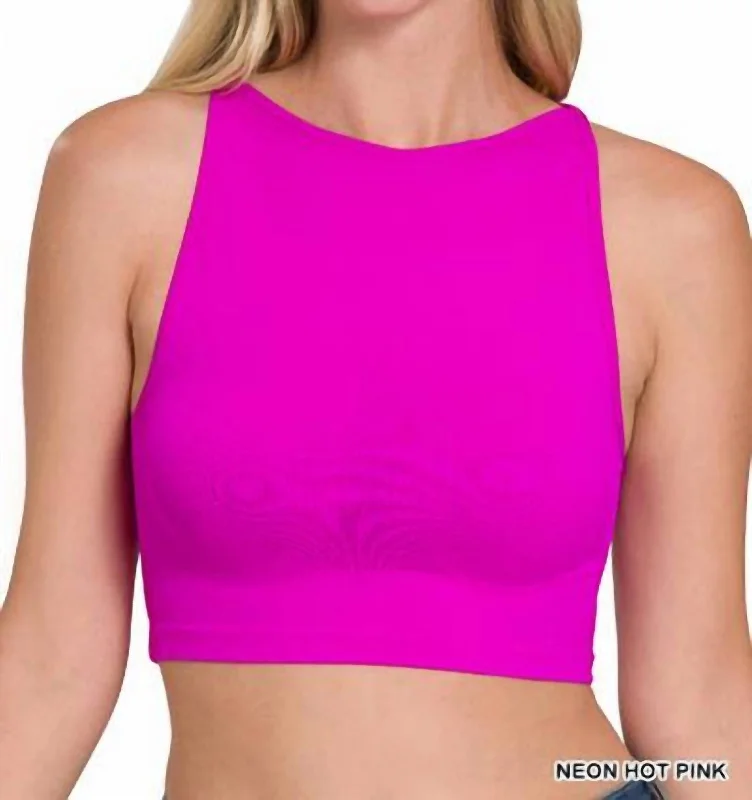 Velvet Women's Crop Top in Purple for a Luxurious and Rich - Hued Winter LookSeamless Crop Top Bralette In Neon Pink Velvet Women's Crop Top in Purple for a Luxurious and Rich - Hued Winter LookSeamless Crop Top Bralette In Neon Pink
