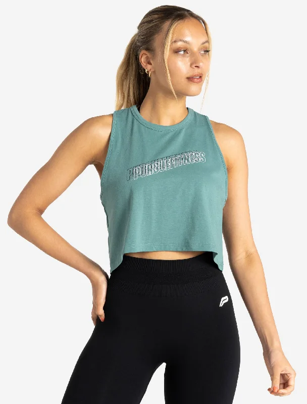 Sports - Style Women's Crop Top in Gray with Moisture - Wicking Fabric for WorkoutsWave Crop Tank - Teal Sports - Style Women's Crop Top in Gray with Moisture - Wicking Fabric for WorkoutsWave Crop Tank - Teal