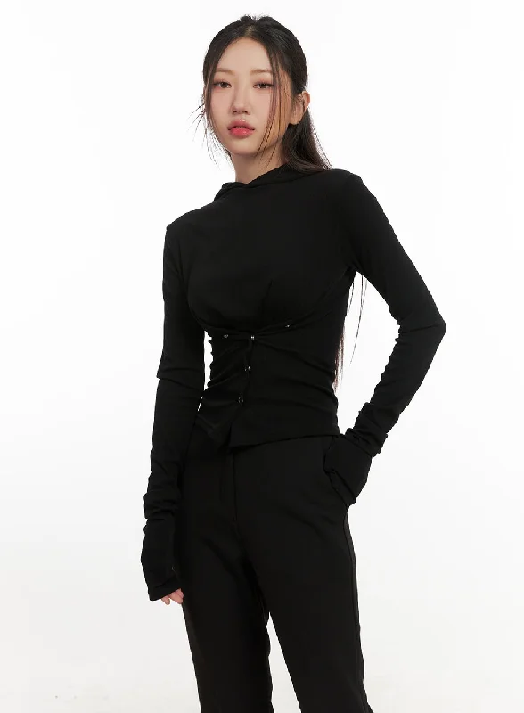 Thermal Women Long Sleeve Top for Extra Warmth in WinterButtoned Slim-Fit Hooded Top CN426 Thermal Women Long Sleeve Top for Extra Warmth in WinterButtoned Slim-Fit Hooded Top CN426