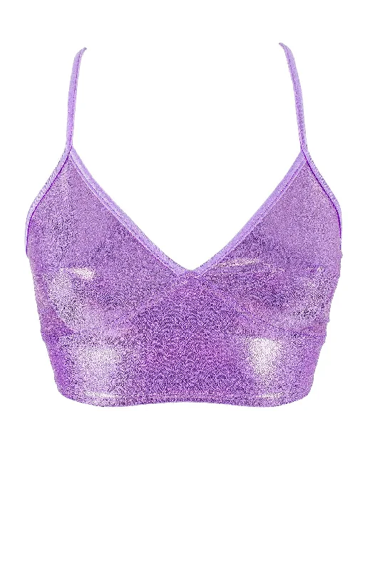 Backless Women's Crop Top in Black for a Sensual and Alluring Evening OutfitBustier Holographic Crop top / HOLO LILAC Backless Women's Crop Top in Black for a Sensual and Alluring Evening OutfitBustier Holographic Crop top / HOLO LILAC