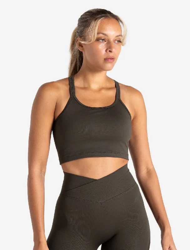 Backless Women's Crop Top in Black for a Sensual and Alluring Evening OutfitSculpt Seamless Built-In Bra Tank - Olive Backless Women's Crop Top in Black for a Sensual and Alluring Evening OutfitSculpt Seamless Built-In Bra Tank - Olive
