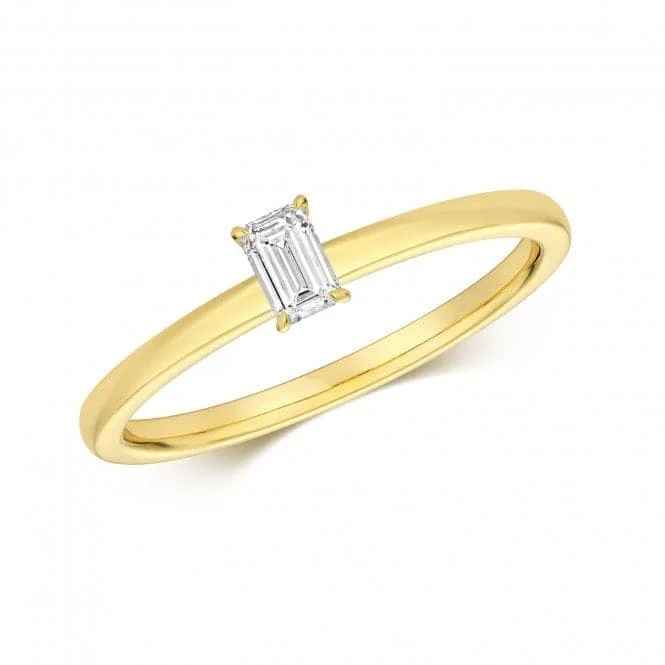 Open - Band Fashion Rings in Sterling Silver with Gemstone InlaysDiamond Emerald Cut Solitaire Ring RDQ271
