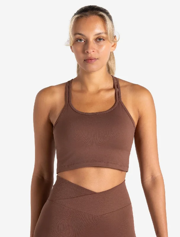 Backless Women's Crop Top in Black for a Sensual and Alluring Evening OutfitSculpt Seamless Built-In Bra Tank - Cocoa Brown Backless Women's Crop Top in Black for a Sensual and Alluring Evening OutfitSculpt Seamless Built-In Bra Tank - Cocoa Brown