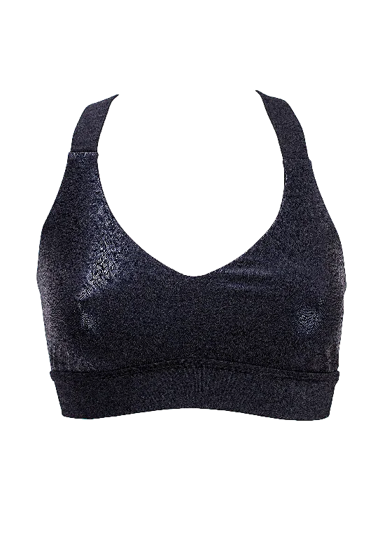 Backless Women's Crop Top in Black for a Sensual and Alluring Evening OutfitSport Bra Holographic Crop Top / TOP KATE / BLACK HOLOGRAM Backless Women's Crop Top in Black for a Sensual and Alluring Evening OutfitSport Bra Holographic Crop Top / TOP KATE / BLACK HOLOGRAM