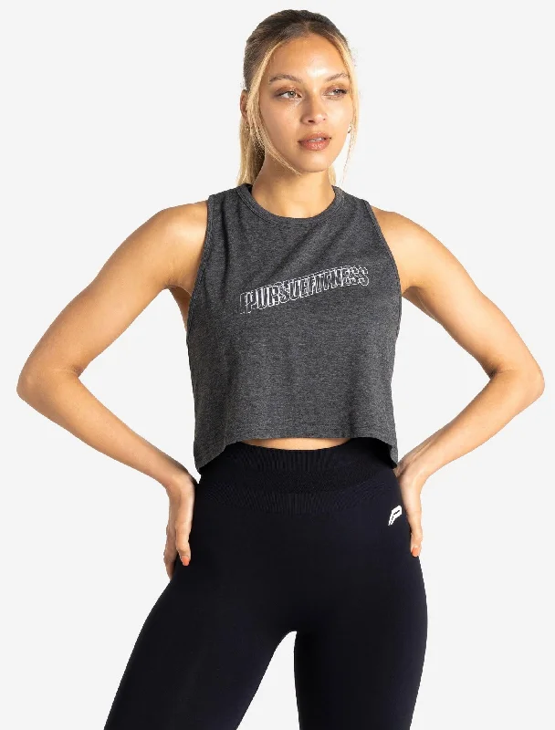 Puff - Sleeve Women's Crop Top in Pastel Green for a Retro and Fashion - Forward OutfitWave Crop Tank - Charcoal Marl Puff - Sleeve Women's Crop Top in Pastel Green for a Retro and Fashion - Forward OutfitWave Crop Tank - Charcoal Marl