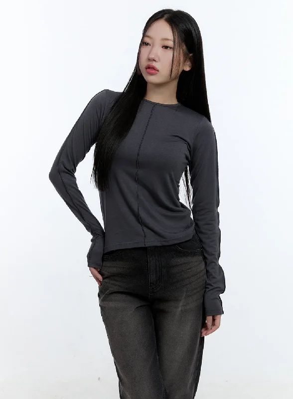Wrap - Style Women Long Sleeve Top for a Versatile FitRound Neck Long Sleeve Tee CD420 Wrap - Style Women Long Sleeve Top for a Versatile FitRound Neck Long Sleeve Tee CD420