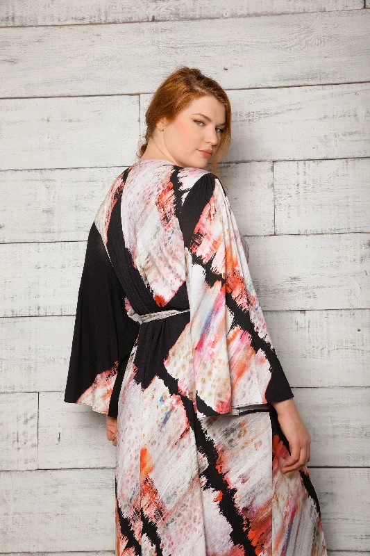Ruffled - hem cover ups for a cute and feminine lookPlus Size Brush Stroke Dressing Gown Ruffled - hem cover ups for a cute and feminine lookPlus Size Brush Stroke Dressing Gown