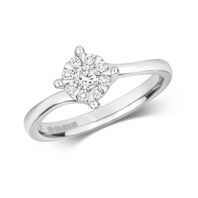 Geometric - Shaped Fashion Rings in Titanium with Iridescent InlaysDiamond Jewellery 9k White Gold Ring with 0.25CT RD122W