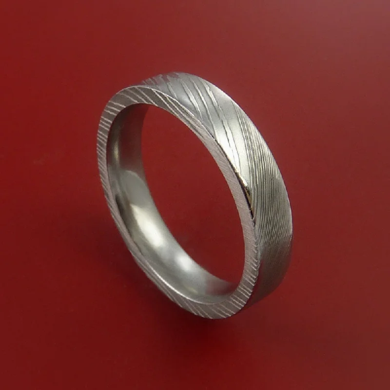 Art Deco - Inspired Women's Rings with Geometric Shapes in 14K GoldDamascus Steel Ring Wedding Band Genuine Craftsmanship