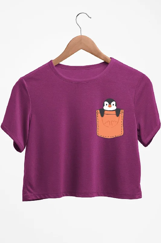 Sustainable Organic Cotton Women's Crop Top in Khaki for an Eco - Friendly ChoicePocket Penguin Graphic Printed Purple Crop Top Sustainable Organic Cotton Women's Crop Top in Khaki for an Eco - Friendly ChoicePocket Penguin Graphic Printed Purple Crop Top