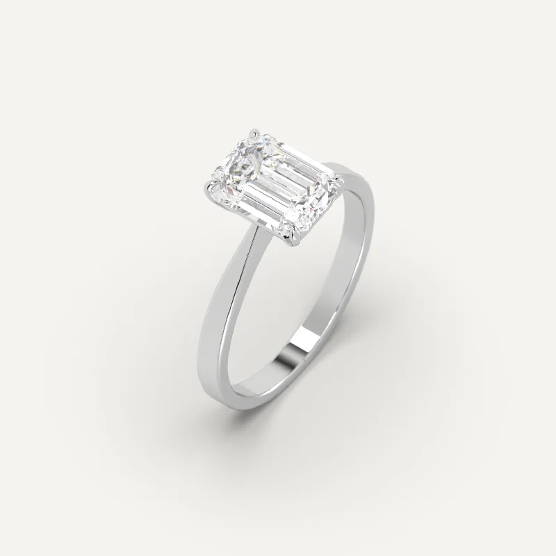 Men's Sapphire Engagement Rings in 18K White Gold with Pave Diamond Accents2 carat Emerald Cut Diamond Ring