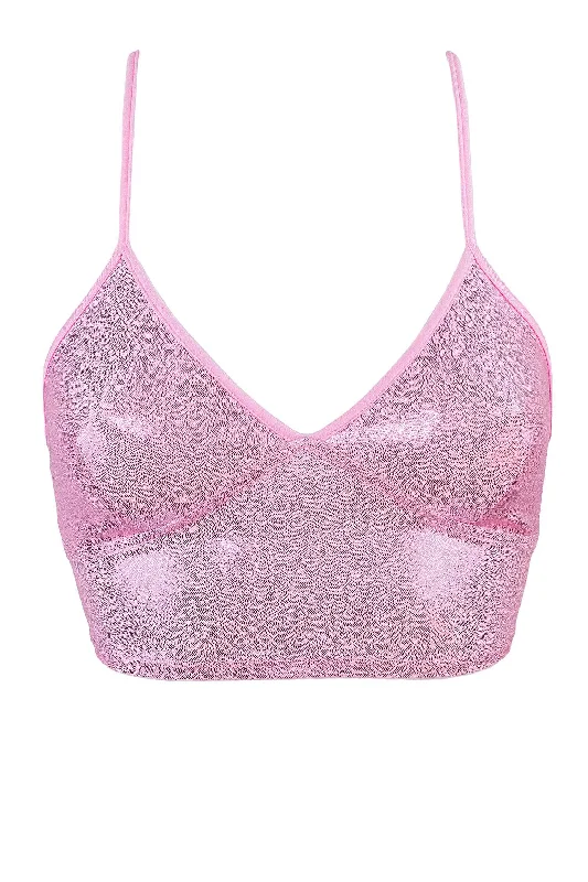 Sleeveless Women's Linen Crop Top in Natural for a Breathable and Casual Summer StyleBustier Holographic Crop top / HOLO BABY PINK Sleeveless Women's Linen Crop Top in Natural for a Breathable and Casual Summer StyleBustier Holographic Crop top / HOLO BABY PINK