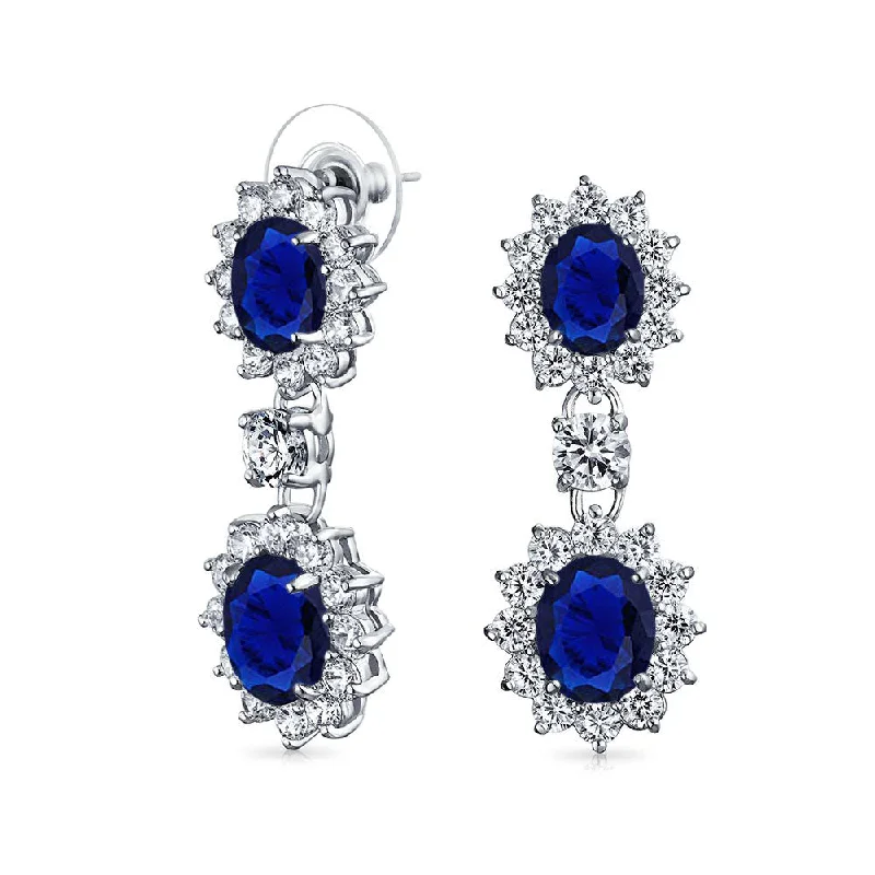 Silver drop earrings with intricate filigree workVintage Art Deco Dangle Chandelier Earrings with Blue Sapphire CZ for Weddings Silver drop earrings with intricate filigree workVintage Art Deco Dangle Chandelier Earrings with Blue Sapphire CZ for Weddings